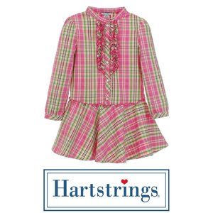 HARTSTRINGS Pink Plaid Ruffle Dress - WORN 1X - 7y